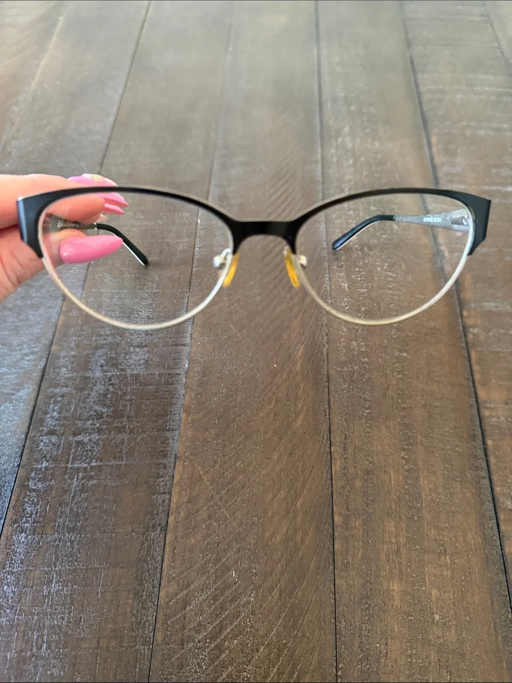 Eddie Bauer Black Metal Frame 8350 Glasses with Silver Patterned Temples